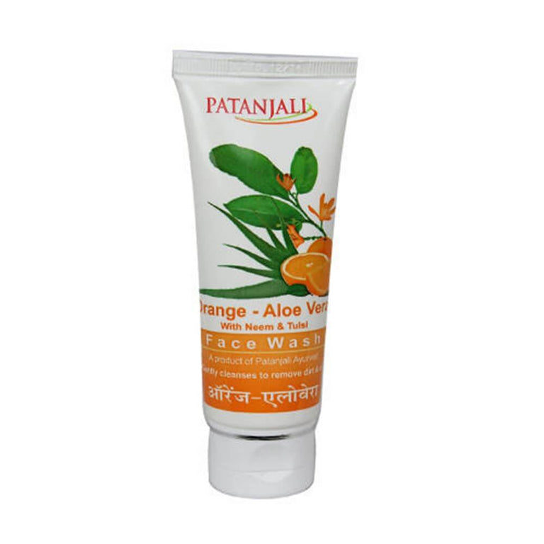 Patanjali Orange Aloevera Face Wash for Gentle Cleanser Removes Dirt Oil Refreshes Skin Natural Care for All Skin Types - 100 gm