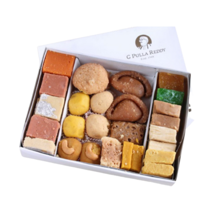 Pulla Reddy Assorted Sweets | Pure Ghee Assorted Sweets for Gifting | Pulla Reddy Assorted Ghee Indian Sweets - 450 gm