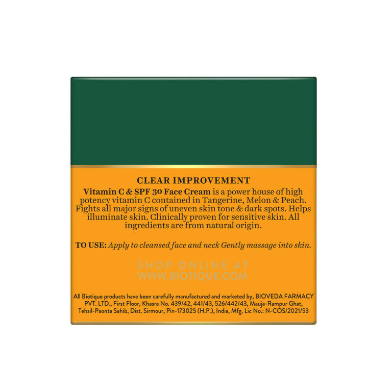 Biotique Advanced Organics Clear Improvement Vitamin C & SPF 30 Face Cream - 50 gm