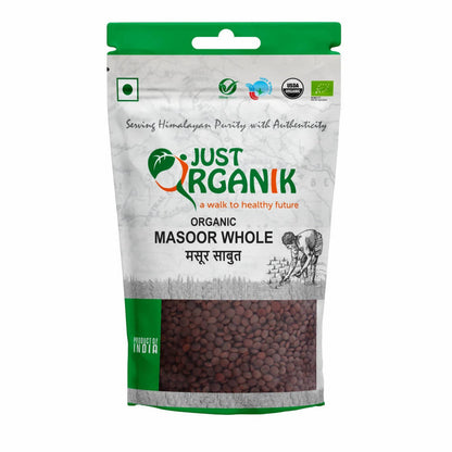Just Organik Masoor Whole (Kali Masoor) - 500 gn