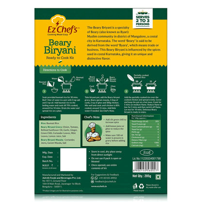 Ez Chef's Beary Biryani Kit - Mangalore's Famous Biryani - 305 gm - Pack of 2