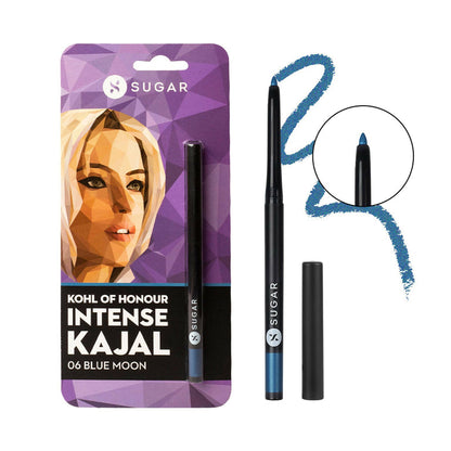 Sugar Cosmetics Kohl of Honour Intense Kajal Upto 12 hrs, Long Lasting, Smudge Proof & Waterproof Kajal - 06 Blue Moon - 0.3 gm