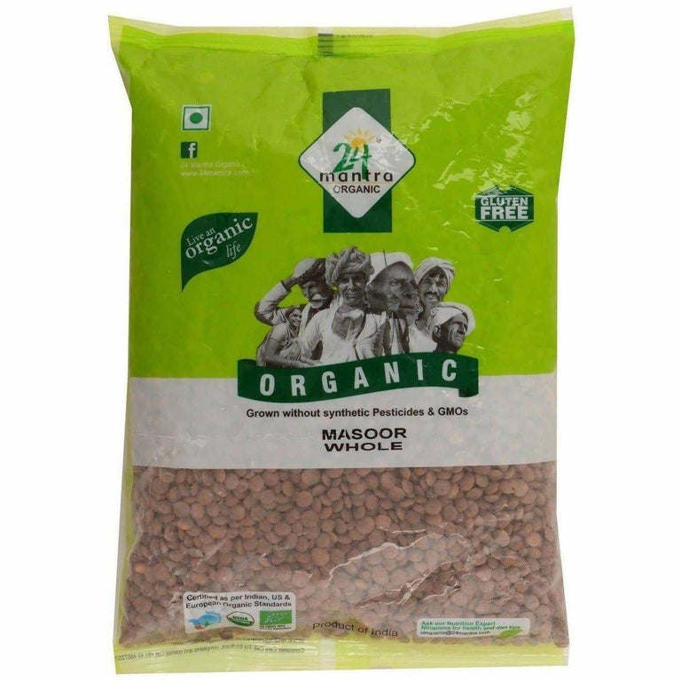 24 Mantra Organic Masoor Whole - 500 gm