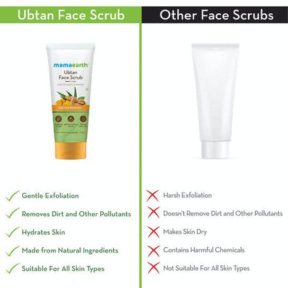 Mamaearth Ubtan Face Scrub with Turmeric & Walnut for Tan Removal - 100 gm