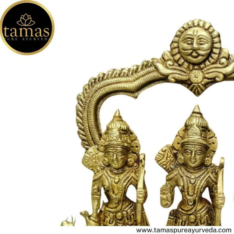 Tamas Brass Handcrafted Ram Darbar Shree Ram Ji Sita Laxman Hanuman Statue Idol - 2.3 kg