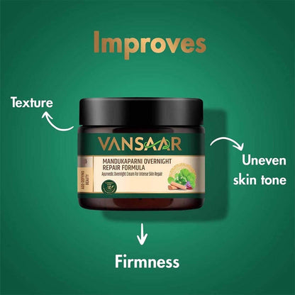 Vansaar Mandukaparni Overnight Repair Formula Cream - 50 gm