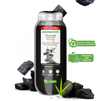 Mamaearth Charcoal Moisturizing Body Wash with Activated Charcoal & Energizing Mint for Skin - 250 ml