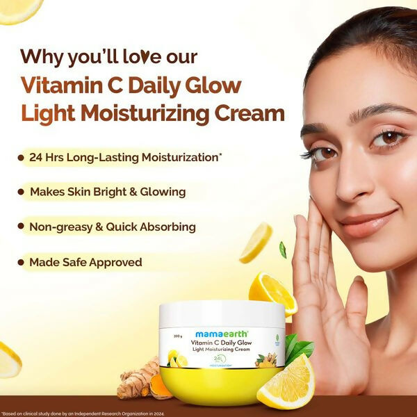 Mamaearth Vitamin C Daily Glow Light Moisturizing Cream with Turmeric & Vitamin C For Skin Brightening - 50 gm