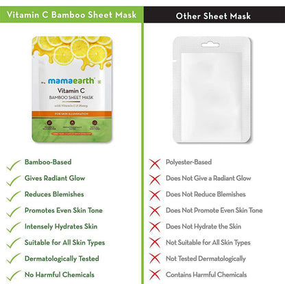 Mamaearth Vitamin C Bamboo Sheet Mask For Skin Illumination - Pack of 1