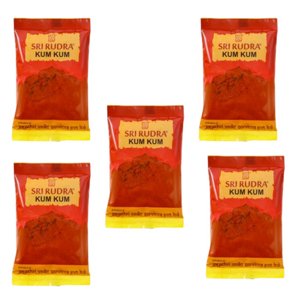 Sri Rudra Kumkum - Red Color - 60 gm - Pack of 5