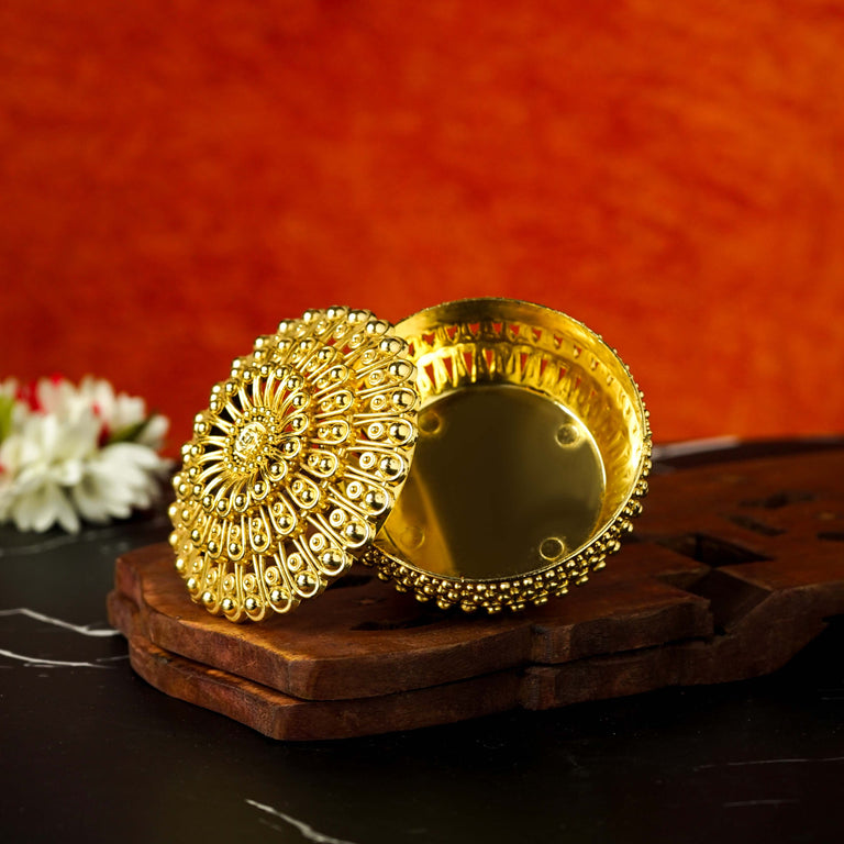 Sri Rudra Gold Fancy Tray Round Bowl (EAN 8906101491865) - Pack of 2