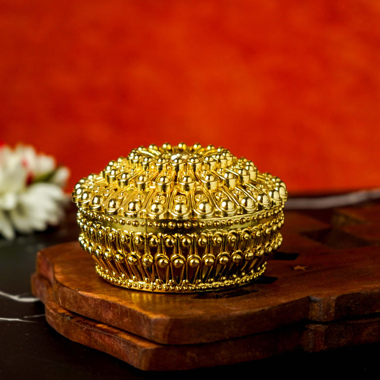Sri Rudra Gold Fancy Tray Round Bowl (EAN 8906101491865) - Pack of 2