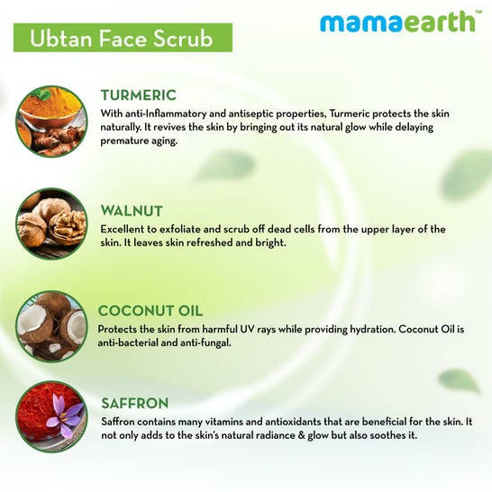 Mamaearth Ubtan Face Scrub with Turmeric & Walnut for Tan Removal - 100 gm