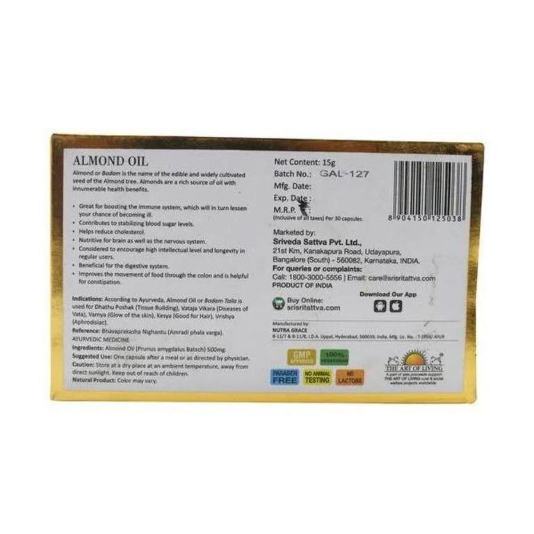 Sri Sri Tattva Almond Veg Oil Capsules - 30 caps