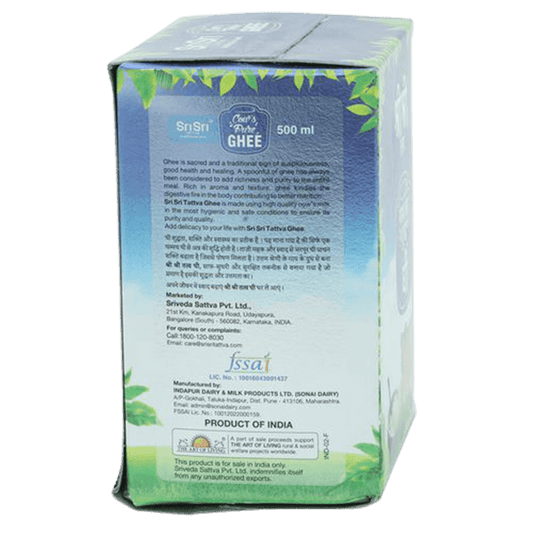 Sri Sri Tattva Cow's Pure Ghee | Pure Cow Ghee for Better Digestion and Immunity | Pure A2 Cow Ghee - 500 ml - Pack of 1
