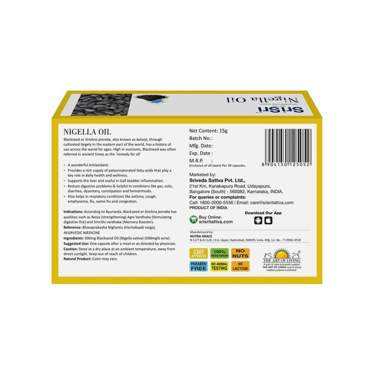 Sri Sri Tattva Nigella Veg Oil Capsules - 30 caps
