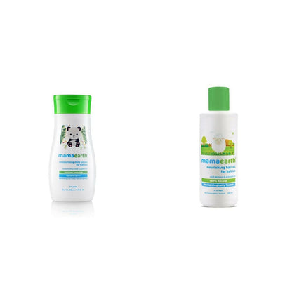 Mamaearth Daily Moisturizing Lotion & Nourishing Baby Hair Oil, With Almond & Avocado Oil - combo