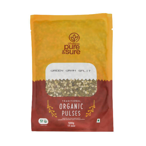 Pure & Sure Green Gram Split Traditional Organic Pulses - 500 gm