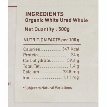 Pure & Sure White Urad Dal Whole Organic Pulses - 500 gm