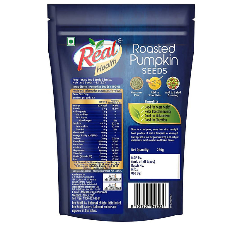 Dabur Real Health Roasted Pumpkin Seeds - 250 gm