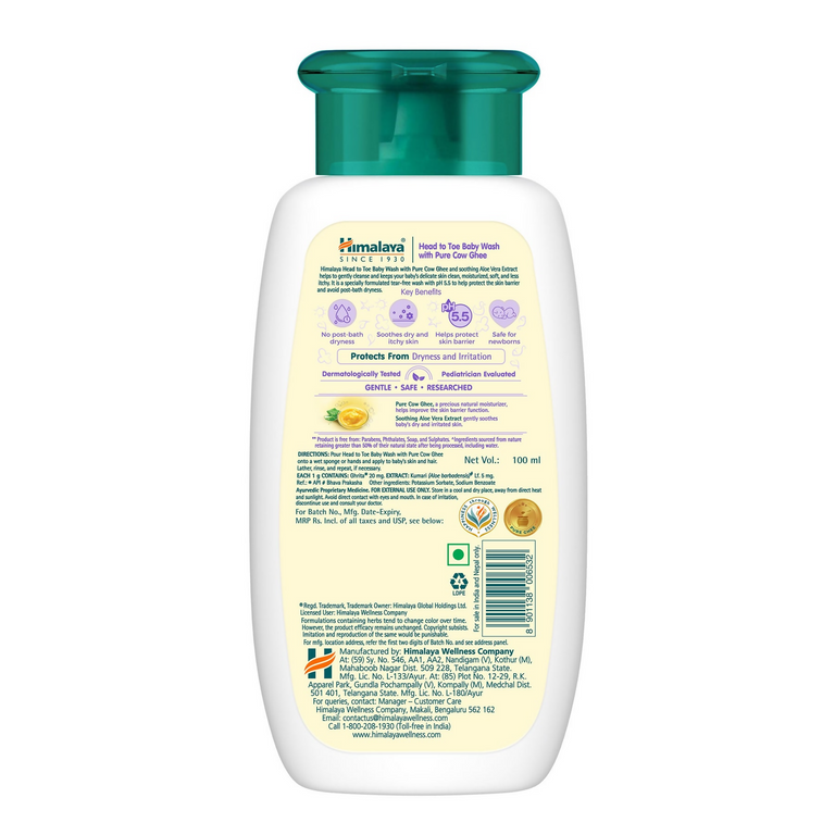 Himalaya Herbals Head to Toe Baby Wash with Pure Cow Ghee - 100 ml