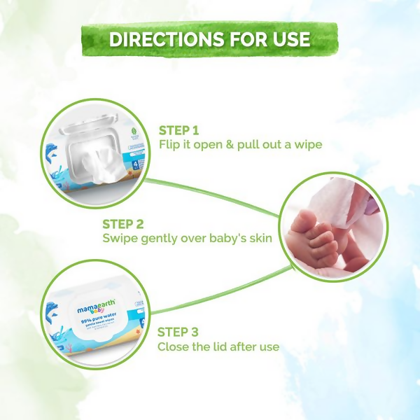 Mamaearth Baby 99% Pure Water Gentle Towel Wipes - 72 Pieces