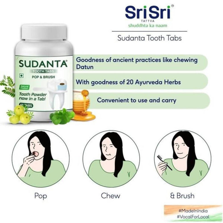 Sri Sri Tattva Sudanta Tooth Tabs (60 Tabs) - 60 tabs