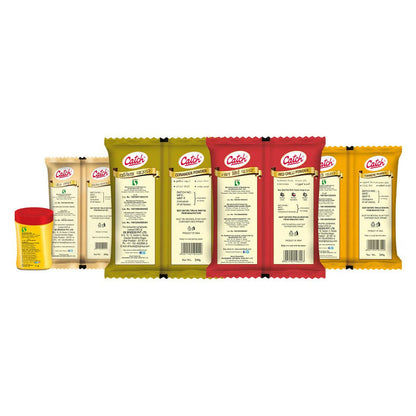 Catch Masala & Spices Combo Five Pack - Coriander Powder 200 gms + Turmeric Powder 200 gms + Red Chilli Powder 200 gms + Cumin Whole 200 gms + Hing 50 gms - combo