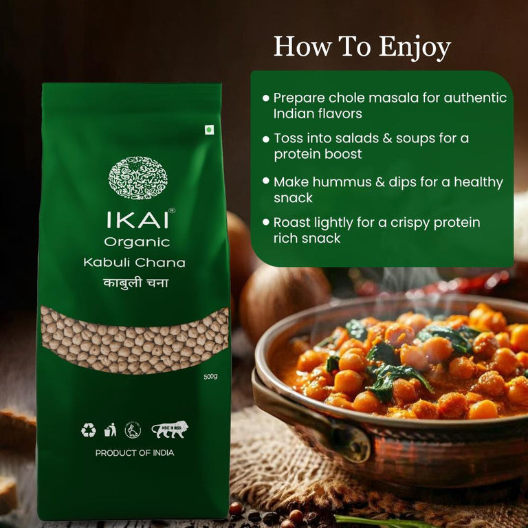 IKAI Organic Kabuli Chana (White Chickpea) - 500 gm
