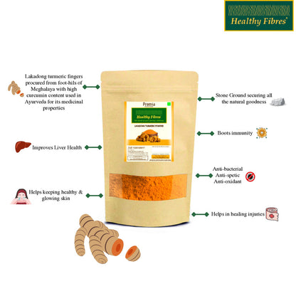 Healthy Fibres Lakadong Turmeric Powder - 200 gm - Pack of 2