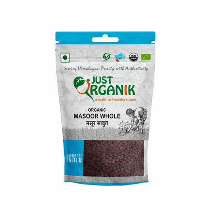 Just Organik Masoor Whole (Kali Masoor) - 500 gn