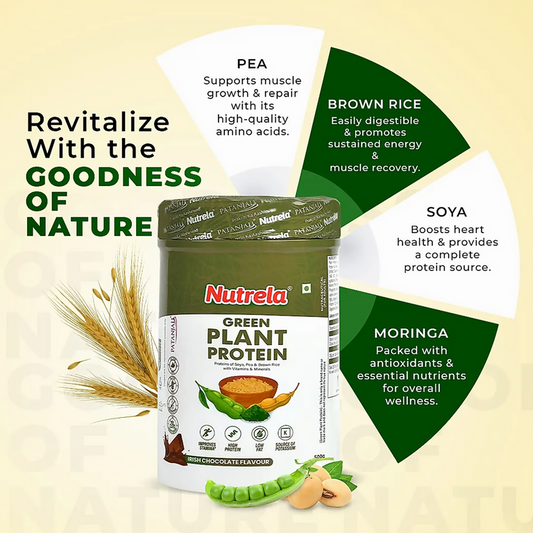 Patanjali Nutrela Green Plant Protein Chocolate Flavour - 500 gm