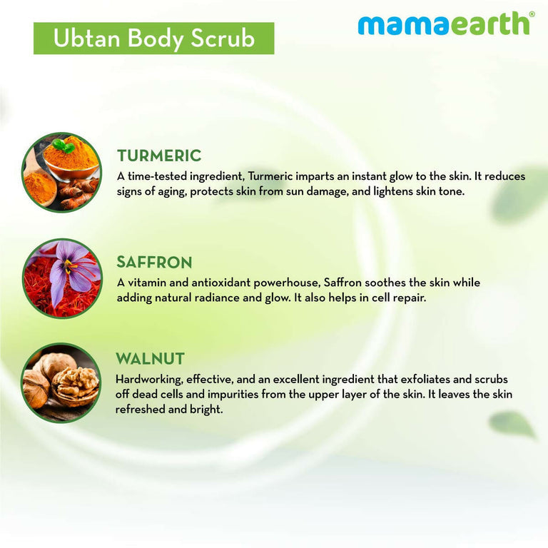 Mamaearth Ubtan Face Mask & Body Scrub with Turmeric & Saffron Combo For Tan Removal - combo