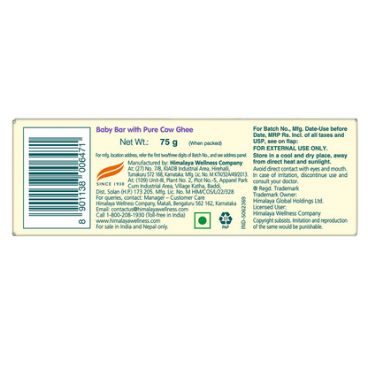Himalaya Herbals Baby Bar with Pure Cow Ghee - 75 gm