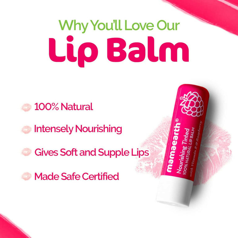Mamaearth Vitamin E and Raspberry Tinted 100% Natural Lip Balm - 4 gm