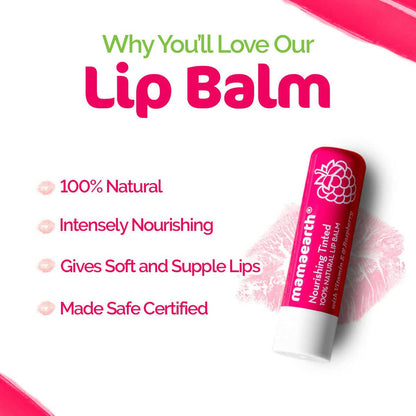 Mamaearth Vitamin E and Raspberry Tinted 100% Natural Lip Balm - 4 gm