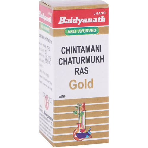 Baidyanath Jhansi Chintamani Chaturmukh Ras With Gold - 10 Tabs