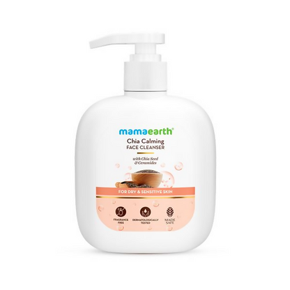 Mamaearth Chia Calming Face Cleanser with Chia Seed & Ceramides for Dry & Sensitive Skin - 180 ml