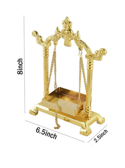 CraftVatika Gold-Toned Aluminium Laddu Gopal Lord Jhula Mandir