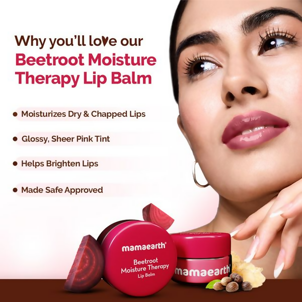 Mamaearth Beetroot Moisture Therapy Lip Balm with Beetroot & Hyaluronic Acid For Dry & Chapped Lips - 15 gm