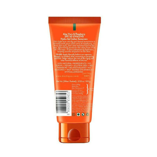 Biotique Advanced Ayurveda Aloe Vera & Raspberry SPF 50 Hydra Gel Sunscreen - 100 gm