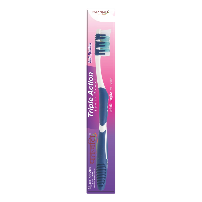 Patanjali Triple Action Tooth Brush - Pack of 4