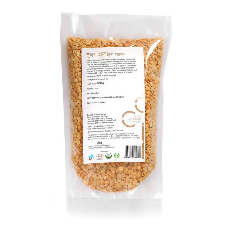 Conscious Food Organic Pigeon Pea (Tuvar Dal) - 500 gm