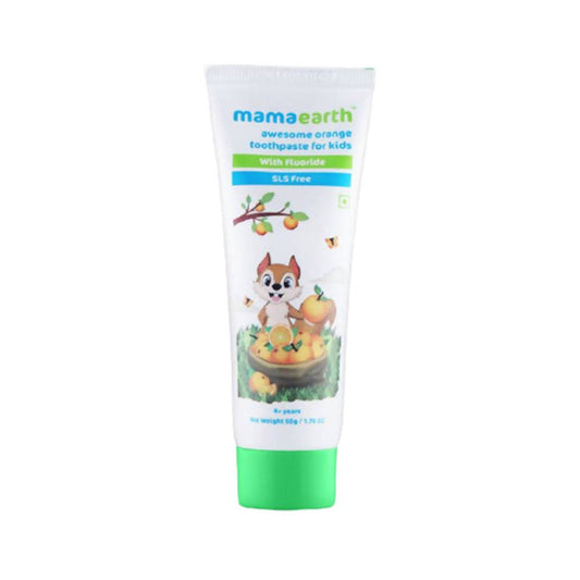 Mamaearth Awesome Orange Baby Toothpaste Cleanses Teeth, Provides Healthy Teeth & Gums - Limited Time Offer - 50 gm