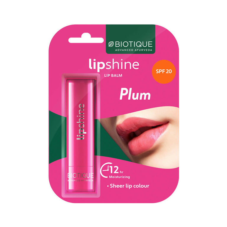 Biotique Lipshine Lip Balm SPF 20 - Plum - 4 gm