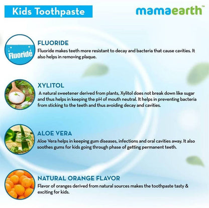 Mamaearth Awesome Orange Baby Toothpaste Cleanses Teeth, Provides Healthy Teeth & Gums - 50 gm