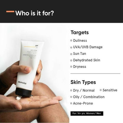 Minimalist SPF 30 Body Lotion With Vitamin E, Gylcerin & Green Tea Extract - 150 gm