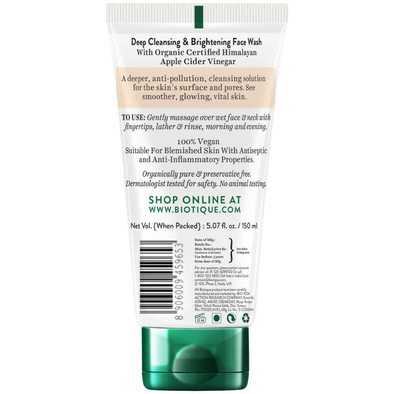 Biotique Apple Cider Vinegar Deep Cleansing & Brightening Face Wash - 150 ml