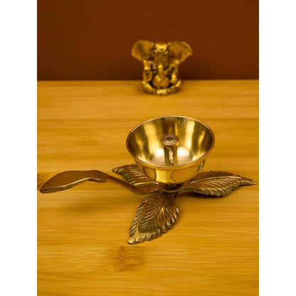 Spillbox Gold-Toned Brass 3 leaf Nanda Pooja Essential