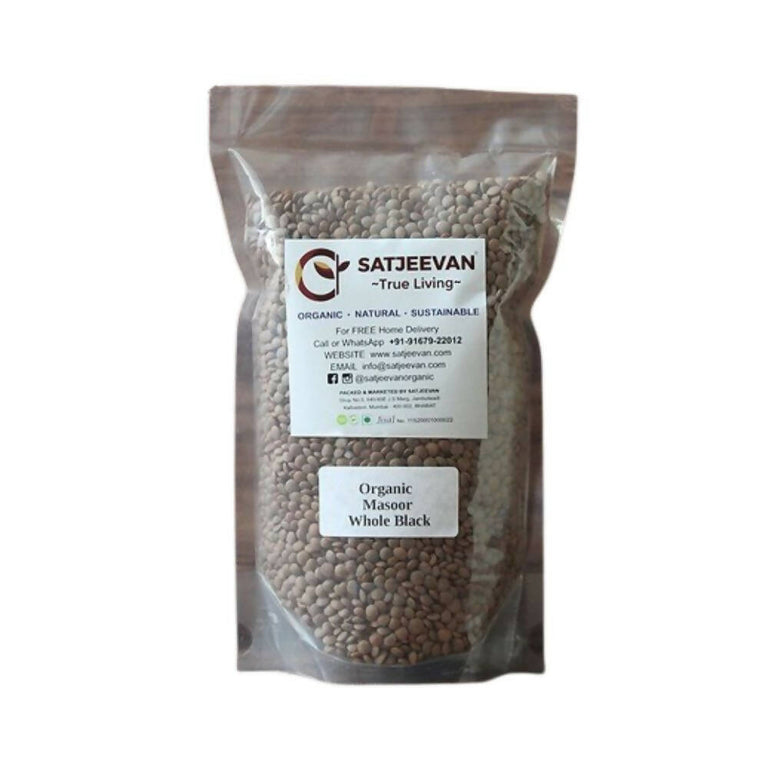 Satjeevan Organic Masoor Whole Black - 500 gm